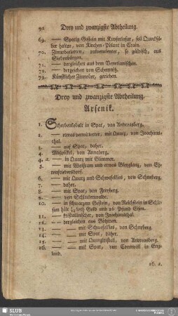 Drey und zwanzigste Abtheilung. Arsenik