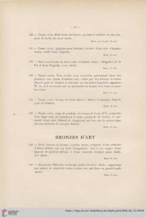 Bronzes d'Art (Nr. 136 - 155)