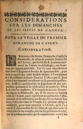 Considérations sur les dimanches et les festes des mysteres, et sur les festes de la vierge et des Saints