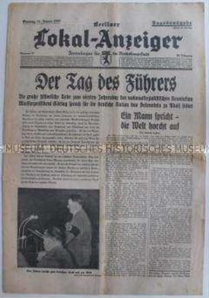 Berliner Lokal-Anzeiger zur Rede Hitlers anlässlich des Jahrestages der Regierungsübernahme