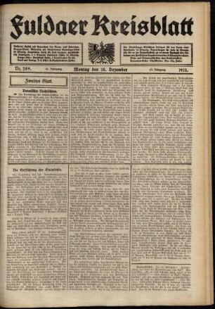 Zweite Ausgabe vom Montag, den 18. Dezember 1911.