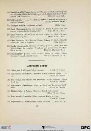 Gebrauchs-Silber (Nr. 159-260)