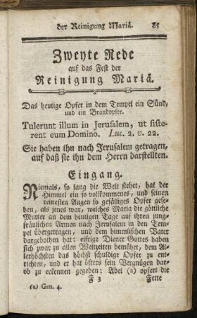 Zweyte Rede auf das Fest der Reinigung Mariä