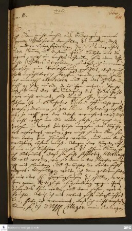 Brief von August Hermann Francke an Christian Thomasius.