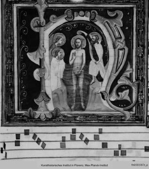 Initiale N mit der Taufe Christi - Antiphonarium proprium de tempore et Commune Sanctorum