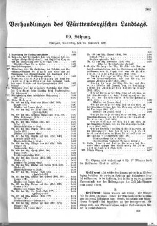99. Sitzung, Stuttgart, 24.11.1921
