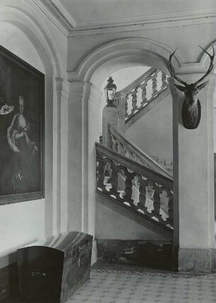 Schloss Pillnitz, Wasserpalais, Treppe in das erste Obergeschoss