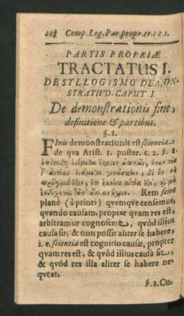 Tractatus I. De Syllogismo Demonstrativo.