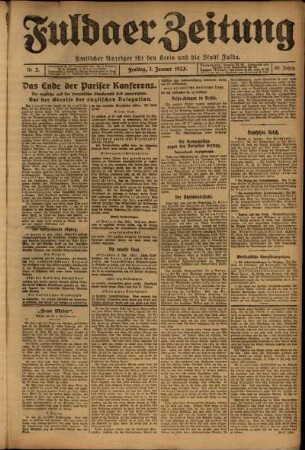 Ausgabe vom Freitag, den 05. Januar 1923.