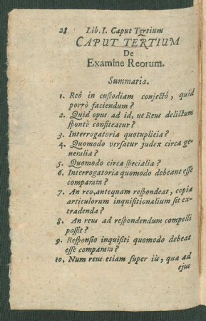 Caput Tertium De Examine Reorum.