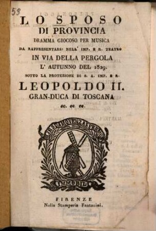Lo sposo di Provincia : Dramma giocoso per musica