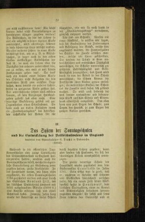 ¬Das¬ System der Sonntagsschulen : und die Entwickelung des Volksschulwesens in England ; (Schluß)