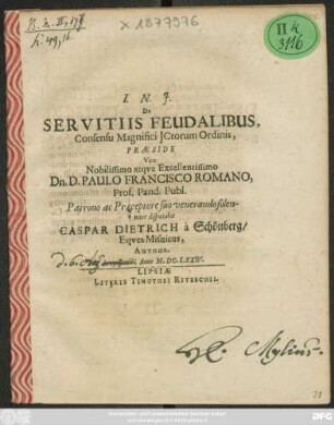 De Servitiis Feudalibus