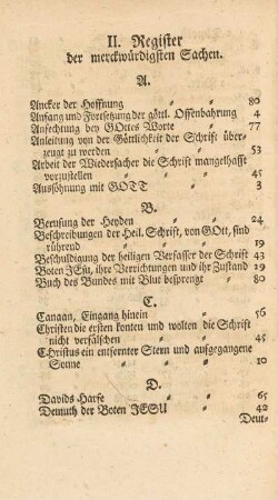 II. Register der merckwürdigen Sachen