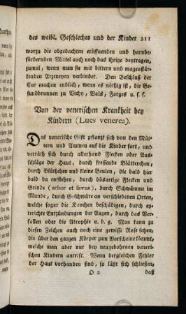 211-213, Von der venerischen Krankheit bey Kindern (Lues venerea)
