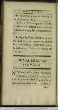 Du Mal De Gorge (Angina)