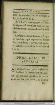 Du Mal De Gorge (Angina)