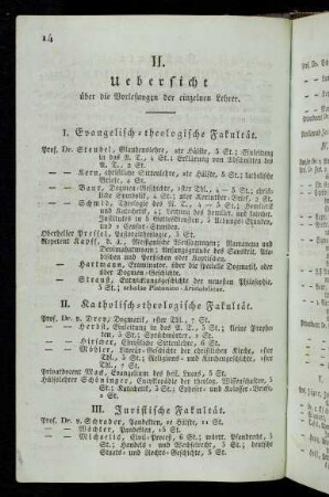 14-16, II. Uebersicht der Vorlesungen der einzelnen Lehrer