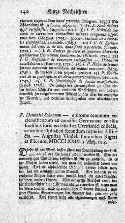 Epitome canonum ecclesiasticorum ex conciliis Germaniae et aliis fontibus iuris ecclesiastici Germanici collecta.