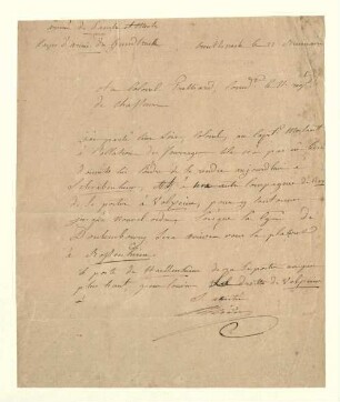 Brief von Dominique Louis Antoine Klein an Anne Francois Charles Trelliard