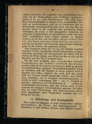 11. Befreiungs- und Zusatzstunde