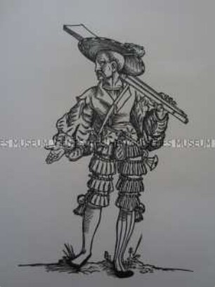 Kriegerdarstellung, Büchsenschütze mit Arkebuse, 1510/1530.