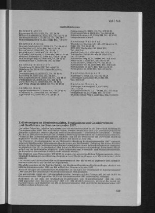 V.3 Erläuterungen zu Studentenzahlen, Beurlaubten und Gasthörerinnen und Gasthörern im Sommersemester 1997
