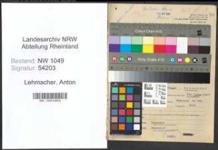 Entnazifizierung Anton Lehmacher , geb. 08.07.1890 (Bankangestellter)