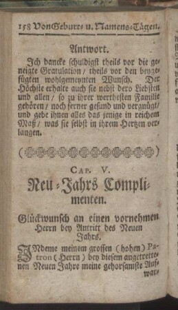 Cap. V. Neu- Jahrs Complimenten.