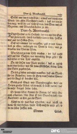 Vom H. Abendmahl