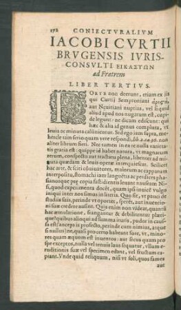Iacobi Curtii Brugensis Iurisconsulti Eikastōn ad Fratrem Liber Tertius.