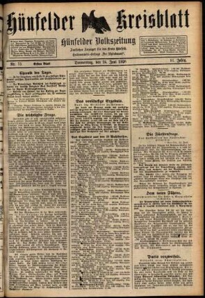 Erste Ausgabe vom Donnerstag, den 24. Juni 1926.