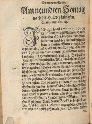 Am neundten Sontag nach der H. Dreyfaltigkeit, Euangelium Luc. xvj.