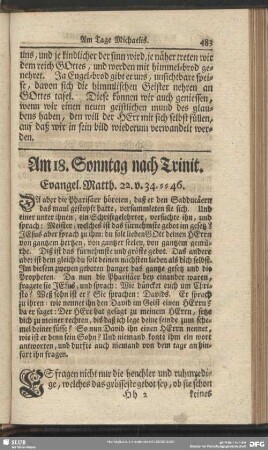 Am 18. Sonntag nach Trinit. Evangel. Matth. 22. v. 34-46