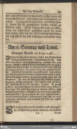 Am 18. Sonntag nach Trinit. Evangel. Matth. 22. v. 34-46