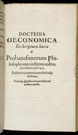 Doctrina Oeconomica [...]
