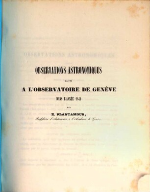 Observations astronomiques faites à l'Observatoire de Genève. 1848