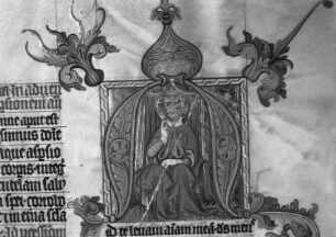 Missale des Domherrn Wenzeslaus von Radec — Initiale A mit throndem Pabst, Folio 1 a