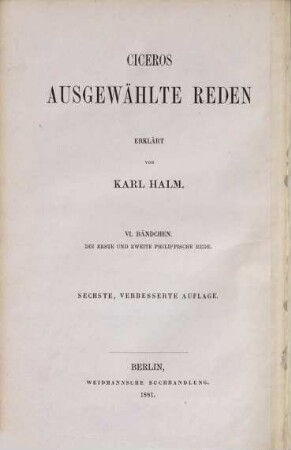 Cicero's ausgewählte Reden, 6