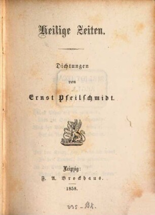 Heilige Zeiten : Dichtungen