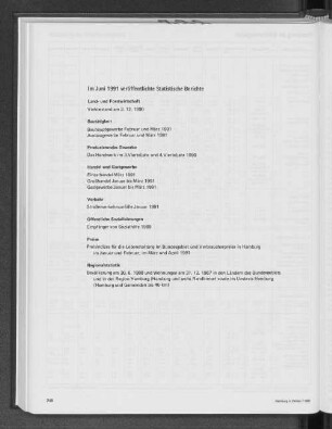 Im Juni 1991 veröffentlichte Statistische Berichte