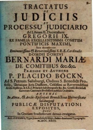 Tractatus de iudiciis et processu iudiciario : ad librum II. Decretalium Gregorii IX.