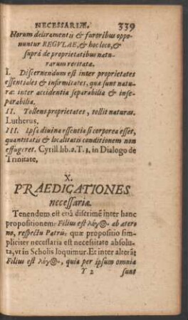 X. Praedicationes necessariae.