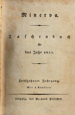 Minerva : Taschenbuch, 1823 = Jg. 15
