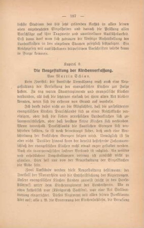 Kapitel 8. Die Neugestaltung der Kirchenverfassung