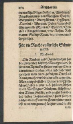 Für die Reichen eusserliche Schutzmittel.