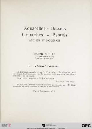 Aquarelles – Dessins – Gouaches – Pastels (Nr. 1-55)