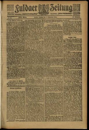Erste Ausgabe vom Freitag, den 06. September 1912.
