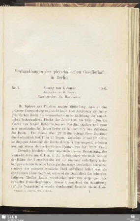 No. 1. Sitzung vom 5. Januar 1883