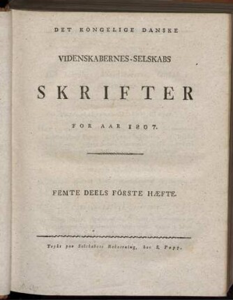Femte Deels Förste Hæfte.